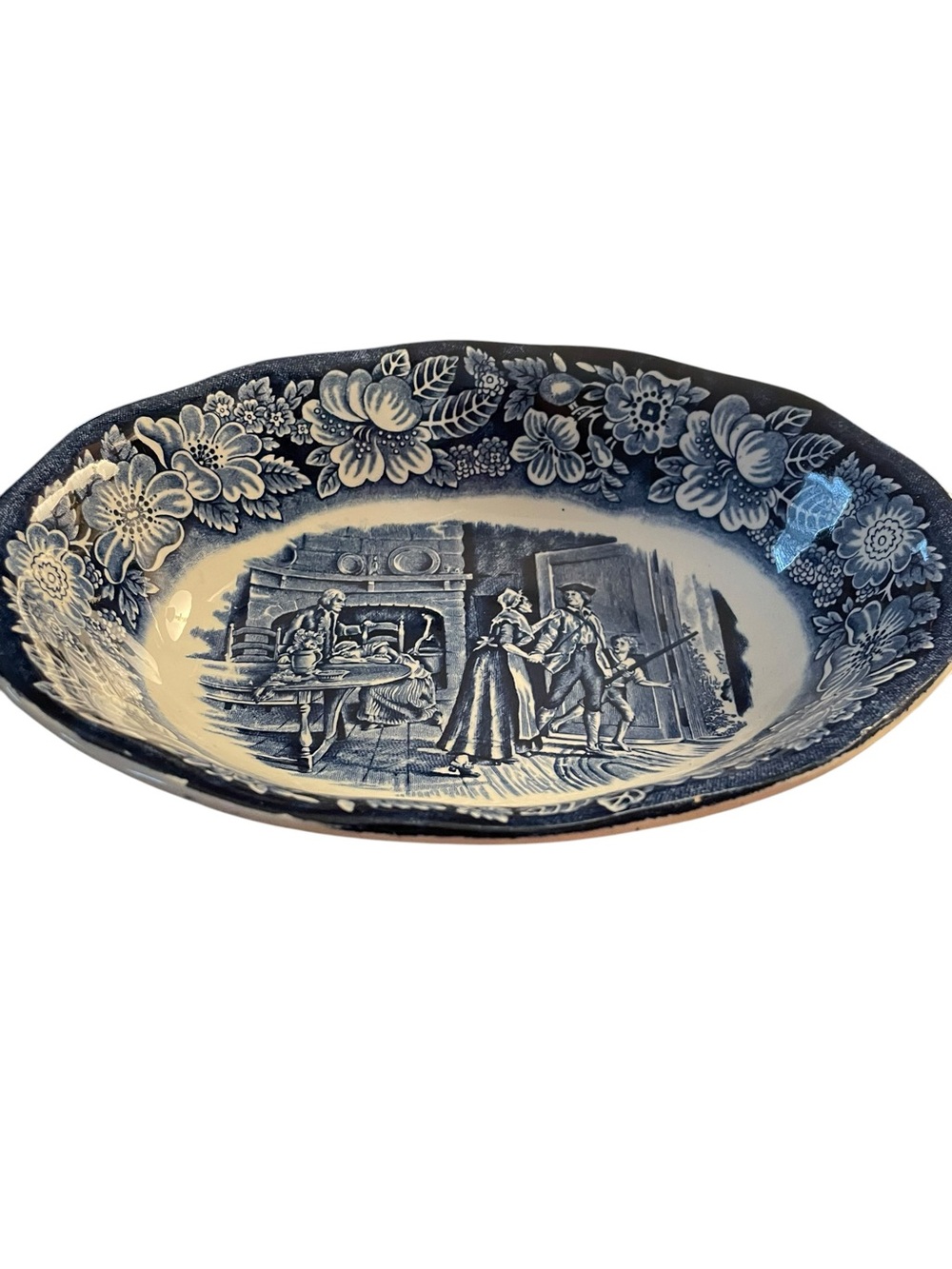 Liberty Blue Ironstone Oval Vegetable Bowl "Minute Men" Pattern